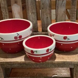 Cherry Themed Red and White Nesting 
Bowls - Set of 3 bowls
